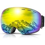 DADA-PRO Ski Goggles, Men Women Snowboard Goggles Over Glasses OTG Anti Fog Frameless Jet Snow, UV P