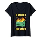 Tout va mal chez vous mais vous souriez quand même? Alors prenez ce drôle motif dont le dicton ironique JE VAIS BIEN avec une incendie de flamme de feu de benne a ordures des déchets de poubelle et portez le & offrez le comme cadeau avec humour & ironie.