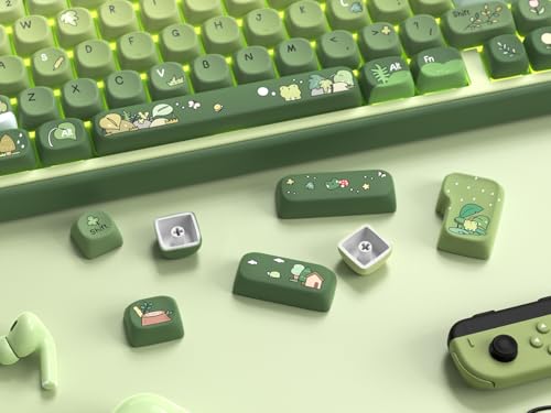 Image of dagaladoo PBT Keyboard keycaps,Matcha moa keycaps,Green Frog
