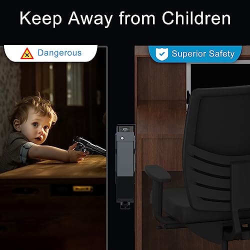 Image of Gun Safe Biometric Quick Access Handgun Safes for Pistols Bedside Fingerprint Pistol safe Nightstand Smart Gun Safety Wall Mount Desk Keypad Key