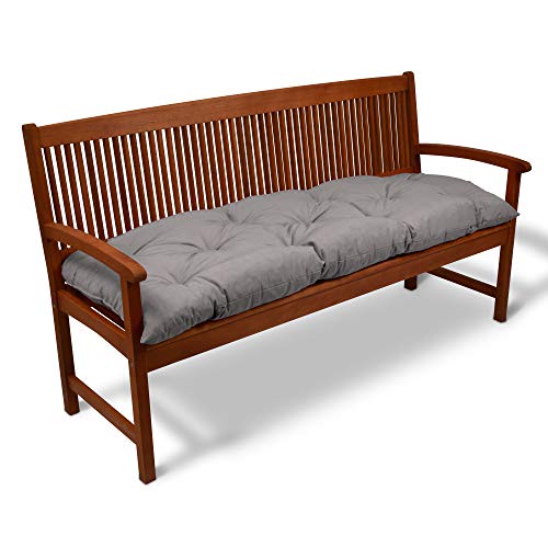 Beautissu Bankauflage Flair BK - Sitzkissen für Gartenbank - Polster Auflage Outdoor - Bankpolster Auflage für Sitzbank & Hollywoodschaukel - ca. 100x50x10 cm - Hellgrau