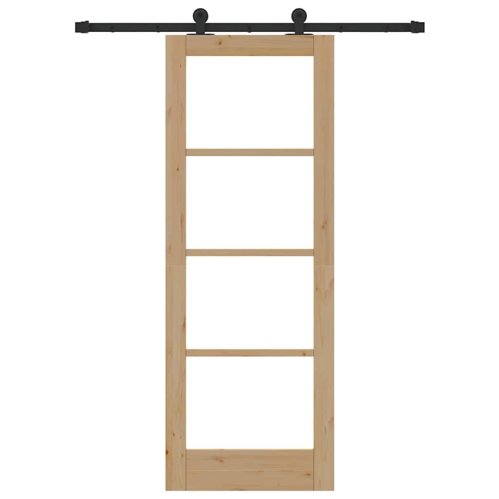 Puerta Corredera con Herrajes Puerta Corredera de Interior Puerta corredera Madera y Metal para Baño Salón Sala de Estar Cocina-Natural-73.5 x 198.5 cm/152.5 cm