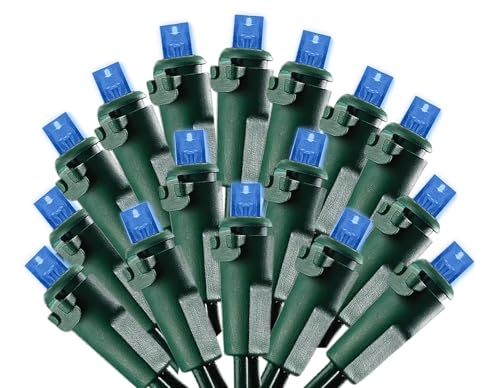 Blue LED Christmas Tree Lights - 50 Count - 18 Ft - Plug in - Connectable