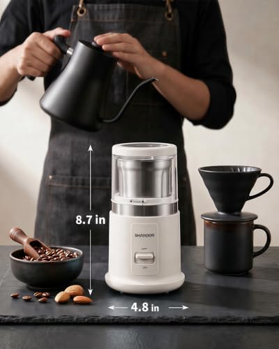 Image of SHARDOR Quiet Coffee Grinder Electric, 70g Removable Bowl Spice Grinder for Coffee Beans, Seeds and Grains, Super Silent Grinding Mill with 60dB Low Noise, 2.5oz Capacity, White
