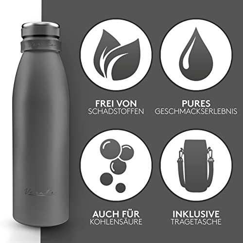 Edelstahl Trinkflasche 1 Liter – Isolierflasche für heiße und kalte Getränke