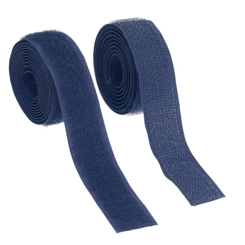 YELARXI Ruban auto-agrippant en nylon à coudre de 1,9 cm de large avec dos non adhésif - 0,9 m de large - Pour vêtements, travaux manuels, couture, projet de bricolage - Bleu marine