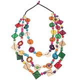 SEWACC Boho Necklaces for Women Coconut Shell Wood Bead Statement Necklace Handmade Colorful Fashion Jewelry Pendant Charm for Women Girls