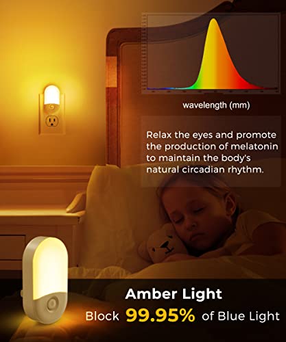 Image of L LOHAS LED Amber Night Light, Night Lights Plug into Wall[2 Pack] | 2000K LED Night Light, Dusk to Dawn Sensor, 30 /60LM Adjustable Brightness, Automatic Low Blue Nightlight for Kids, Bathroom
