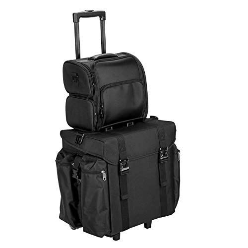 Justcase 2 In 1 Soft Sided Professional Rolling Organizer For Makeup Artist Tools, Black Nylon, 1 Count (Pack Of 1) #TOP1