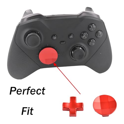 Image of 2 in 1 D-Pads for Xbox One Elite Series 1 Controller D-Pads for Xbox One Elite Series 2 Controller Stainless Steel D-Pads Replacement for Xbox Elite 2 Core Controller (Red)