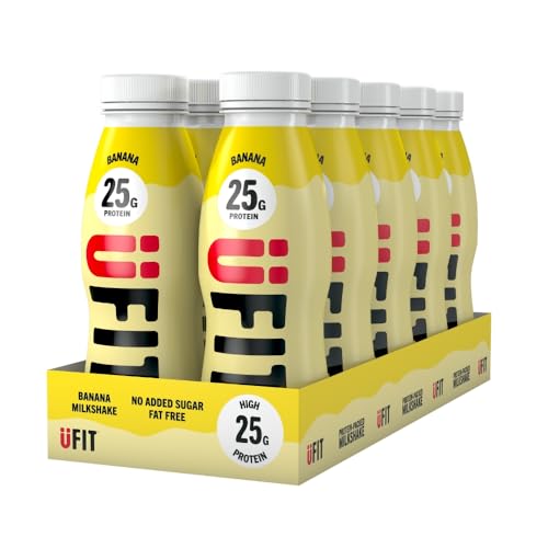 UFIT High 25g Protein Shake - Banana Flavour- Fat Free - No Added Sugar – Ready to Drink - 10 x 330ml (Packaging May Vary)