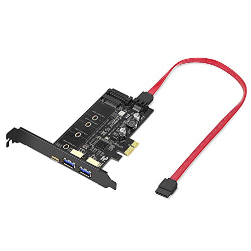Image of PCI-E to USB 3.0 PCI Express Card incl.1 USB C and 2 USB A Ports,Adding M.2 NVME SATA III SSD Devices to a PC or Motherboard Using M.2 NVME to PCIe 3.0 Adapter Card with Low Profile Bracket