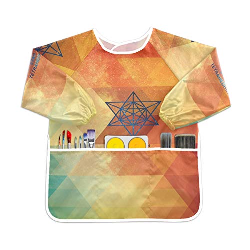 抽象的なオレンジアート幼児の子供のエプロン防水絵画アーティストのよだれかけのスモック、年齢1-6のための子供の芸術のスモック