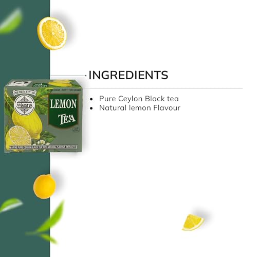 Image of Mlesna Lemon Black Tea 100g | 50 Foil-Wrapped Tea Bags | Pure Ceylon Black Tea | Rich in Antioxidants | Imported from Sri Lanka