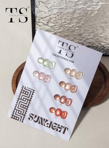 Image of THR3E STROKES Cat Eye Gel Nail Polish Set for Pink Brown Glitter Holographic Cat Eye, Salon Gel Manicure and Nail Art DIY at Home, Bright Moonlight (SUNLIGHT)