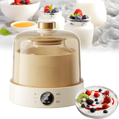 TIANTOO Yogurtera Totalmente Automática, Gran Capacidad: 1L, Tiempo Ajustable: 8-12 H, 4 Modelos + Pantalla LED, Apagado Automático, para Yogur, Natto, Kimchi, Vino De Arroz,1L