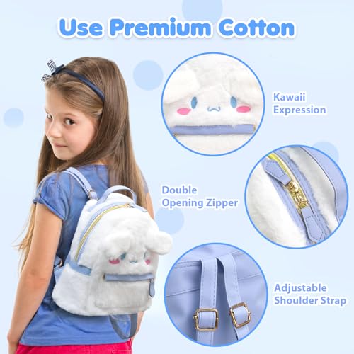 Image of KIEAL Blue Kids Backpack, Kawaii Stuff Plush Backpack, Adorable Bag Handbag for Girls Kids Fans Birthday Present School Supplies