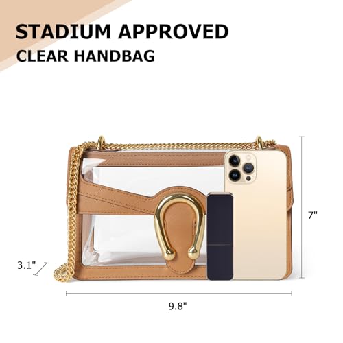 Image of Joryin Women's Stadium Approved Crossbody Bag for Women, Small Clear Bag Shoudler Purse with Chain Strap