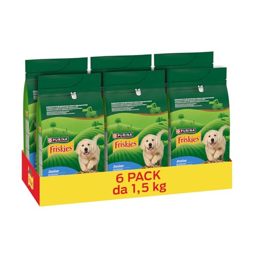 PURINA FRISKIES 5 Promesse Junior Crocchette per Cani Cuccioli con Pollo e Verdure 6 Sacchi da 1.5kg