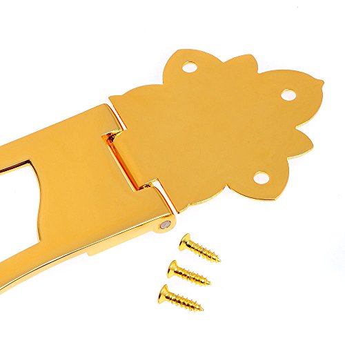 Lyws Guitar Bridge Trapeze Tailpiece For Archtop Jazz Guitar Parts Hollow Body (Gold) #TOP3