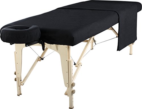 Master Massage Universal Massage Table Flannel Sheet Set 3 in 1 Table Cover, Face Cushion Cover, Table Sheet (Black)