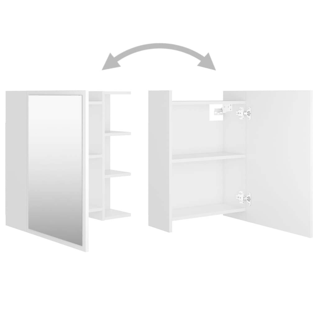 Szafka łazienkowa z lustrem biała z materiału drewnopochodnego, 62,5 x 20,5 x 64 cm, z 5 półkami i 1 drzwiczkami, miejsce do przechowywania szafki pod umywalkę, meble łazienkowe, wiszące na