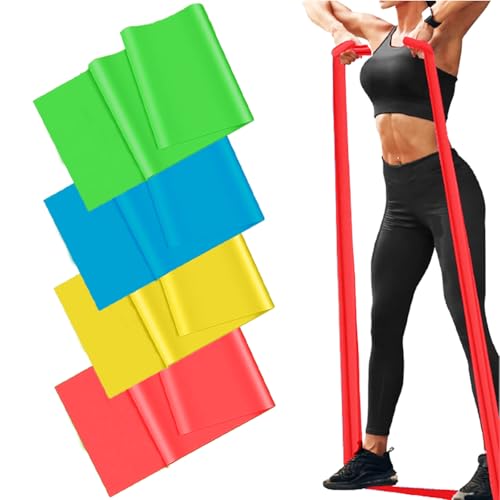 Resistance Bands Set, 1.5M/4.9ft Exercise Bands with 4 Resistance Levels,Long Resistance Straps elastic bands gym for Strength Training, Yoga, Pilates & Fitness, Ideal for Men & Women
