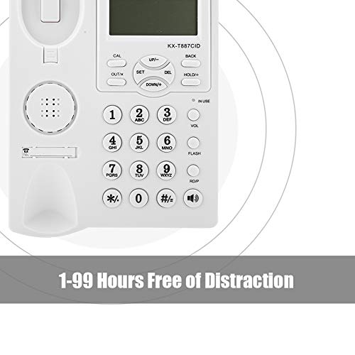 Pomya-Corded-Telephone-LCD-Display-Wired-Phone-Hands-Free-Fixed-Phone-with-Speakerphone-3-Group-Alarms-Desktop-Phone-for-Home-OfficeWhite