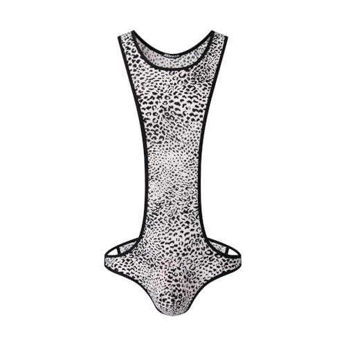 JOCKMAIL Men's Leopard Print Bodysuit Thong Underwear Jockstrap Underwear Jumpsuit Singlet3