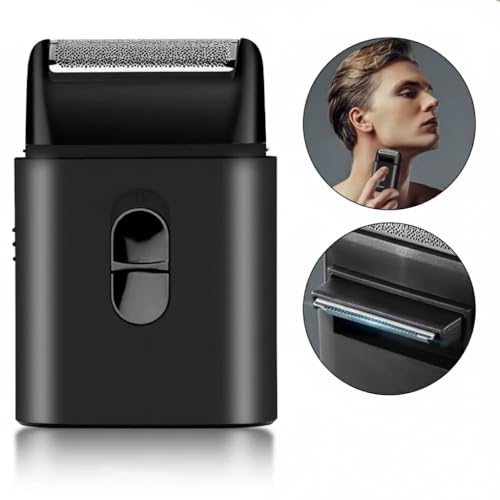 Image of Endzone Mini Electric Ultra-Thin Shaver Rechargeable Razor for Face Care Beard Trimmer Reciprocating Blade with USB for Men's & Women's. (Black)
