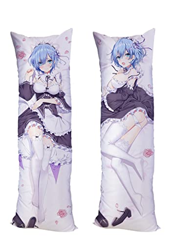 Re Zero Kara Hajimeru isekai Seikatsu Rem Cushion Pillow Case Cover Peach Skin 150x50cm(59in x 19.6in) Pillowcase