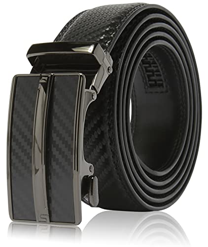 Access Denied Leather Ratchet Belts For Men - Mens Belt With Automatic Sliding Buckle For Suits, Jeans - Gifts For Men