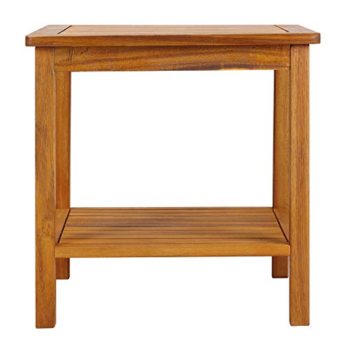 Cucunu 18X18 Inch Wooden Outdoor Side Table In Acacia Wood With Extra Storage I Small Patio End Table For Garden thumb #1