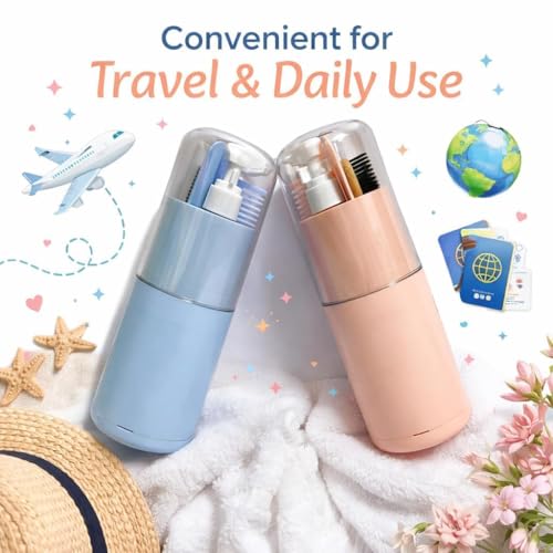Image of Portable Transparent Toothbrush Travel Case - Anti-Bacterial Toothbrush Cover, Portable Holder for Home & Travel (1, Blue Travel Kit)