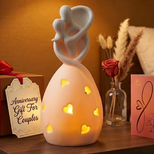 Infinity Love Candle Holder Statue with Flickering LED Candle for Couples, Wife, Husband, Him or Her, Bridal Shower, Engagement, Parents, Registry