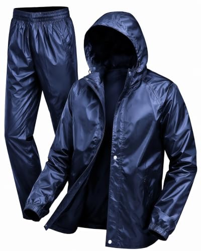 Image of Mens Raincoat Suit with Pant Set Luxova Series | Waterproof Lightweight Breathable Rain Wear | Waterproof Zipper Raincoat for men waterproof