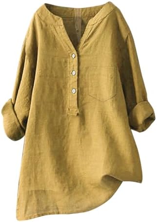 Linen Shirt for Women Breathable Tops Loose Crewneck Tops Womens Daily t Shirts Summer Shirts for Women 2025
