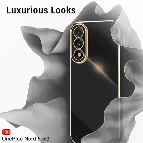 Image of TheGiftKart Luxurious Golden-Plated Back Cover Case for OnePlus Nord 5 5G | Raised Lips for Camera & Screen Protection | Shockproof Design | Stylish Back Case for OnePlus Nord 5 5G