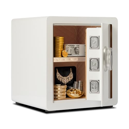 Image of BonKaso 43L Smart Security Safe | Fingerprint PIN Key Access | Adjustable Shelves | Heavy-Duty Metal | Built-in Alarm | Home Office Storage Safe