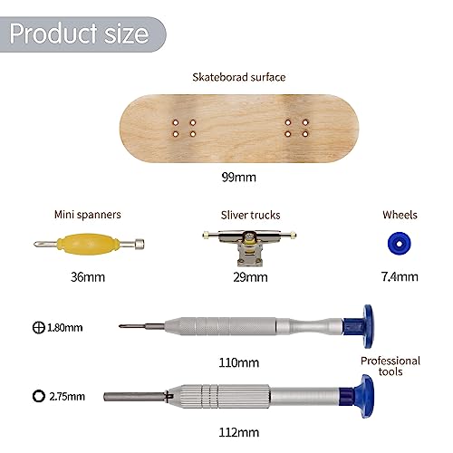 Figureslab 138Pcs Fingerboard, Skateboards, Finger Board Trucks, Foam Grip Tape, Wheels, Screws, Spanners, Nuts, Deck Parts Kit, Diy Tools Accessories For Kids & Adults #TOP3