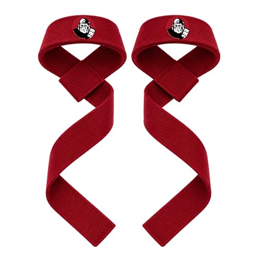 Image of Muscleape Weight Lifting Straps with Padded Wrist Support for Men & Women, Deadlift Straps for Gym, Grip Support Straps for Weightlifting, Pull Ups,Rows & Strength Training. (Red)