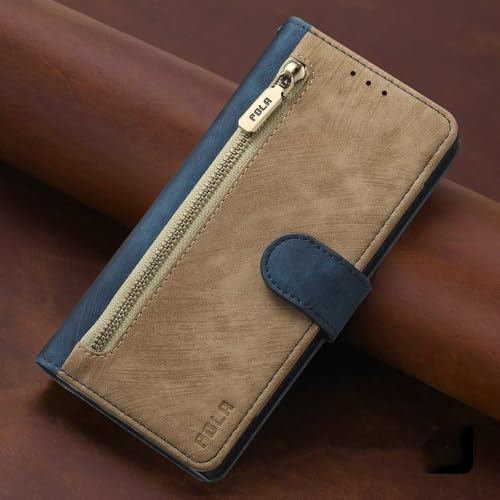 BEENTRYS Cuero Funda para OPPO Reno5 F / Reno5 Lite Funda,Tipo Billetera Cartera Cubierta Ranura para Tarjeta Soporte Bolsillo Cremallera RFID Magnético PU Antigolpes Carcasa-Amarillo