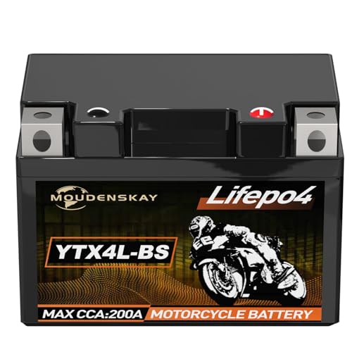 MOUDENSKAY Batería de litio para moto 12V batería de litio Powersports con BMS (YTX4L BS 12,8V 2Ah, 200A) batería de arranque LiFePO4 para motocicletas, ATV, UTV, barcos, etc