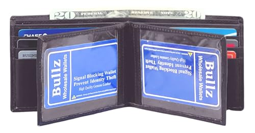 Cowhide Men's Bifold Leather Wallet With Double Center Flap And 2 ID Windows2