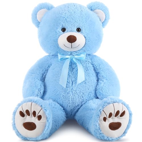 Cuidado Del Calzado, Toy MorisMos - Oso de peluche gigante de 36 pulgadas, peluche de oso de peluche azul grande, oso de peluche grande para baby shower, oso de peluche de tamaño real...