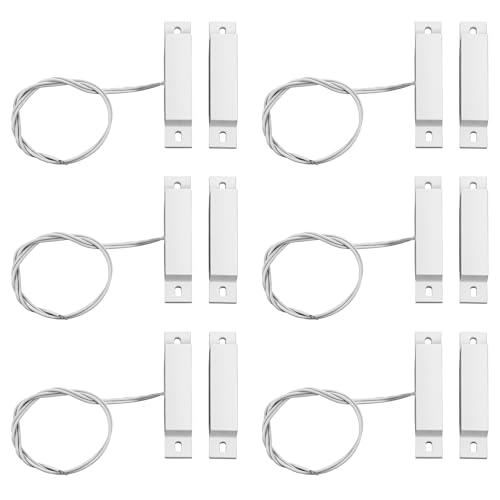 Image of 6 Sets Magnetic Reed Switch MC-32 NC Surface Mount Wired Security Door Window Alarm Door Window Contact Sensor for Home Security Burglar Alarm Systems (White)