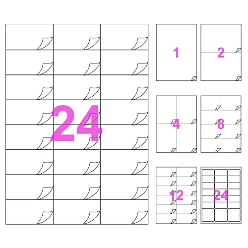 480 étiquettes 70 x 37 mm - 20 feuilles A4 - 24 étiquettes papier autocollant imprimante auto-adhésif blanc mate, multifonction pour adresse, expédition, imprimante Laser et jet d'encre Cover