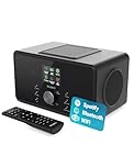 Bluetooth Internet Radio with DAB+ | 100 Watt 2.1 Speakers with In-Built Subwoofer | FM Radio, Spotify Connect, Podcasts | AUX & USB | Dual Alarm, 90+ Presets & Remote Control | MAJORITY Bard