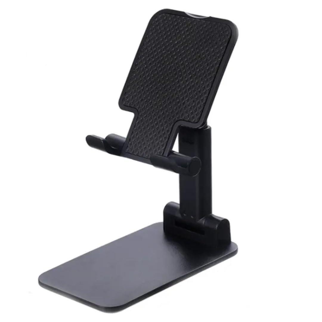 G33 Premium Smart Foldable Mobile Stand for Table and Bed, Height Adjustable Universal Tabletop Phone Holder for All Smartphones & Tablet (Black)