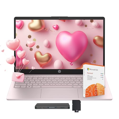 Image of HP Flagship 14 inch Laptop with AI Copilot for Student, 13th Gen Intel 4-Core, 4GB DDR4, 256GB Storage(128GB UFS+128GB Docking Station), Intel Graphics, Webcam, 1 Year Office 365, WiFi 6, Win 11 S, Pink